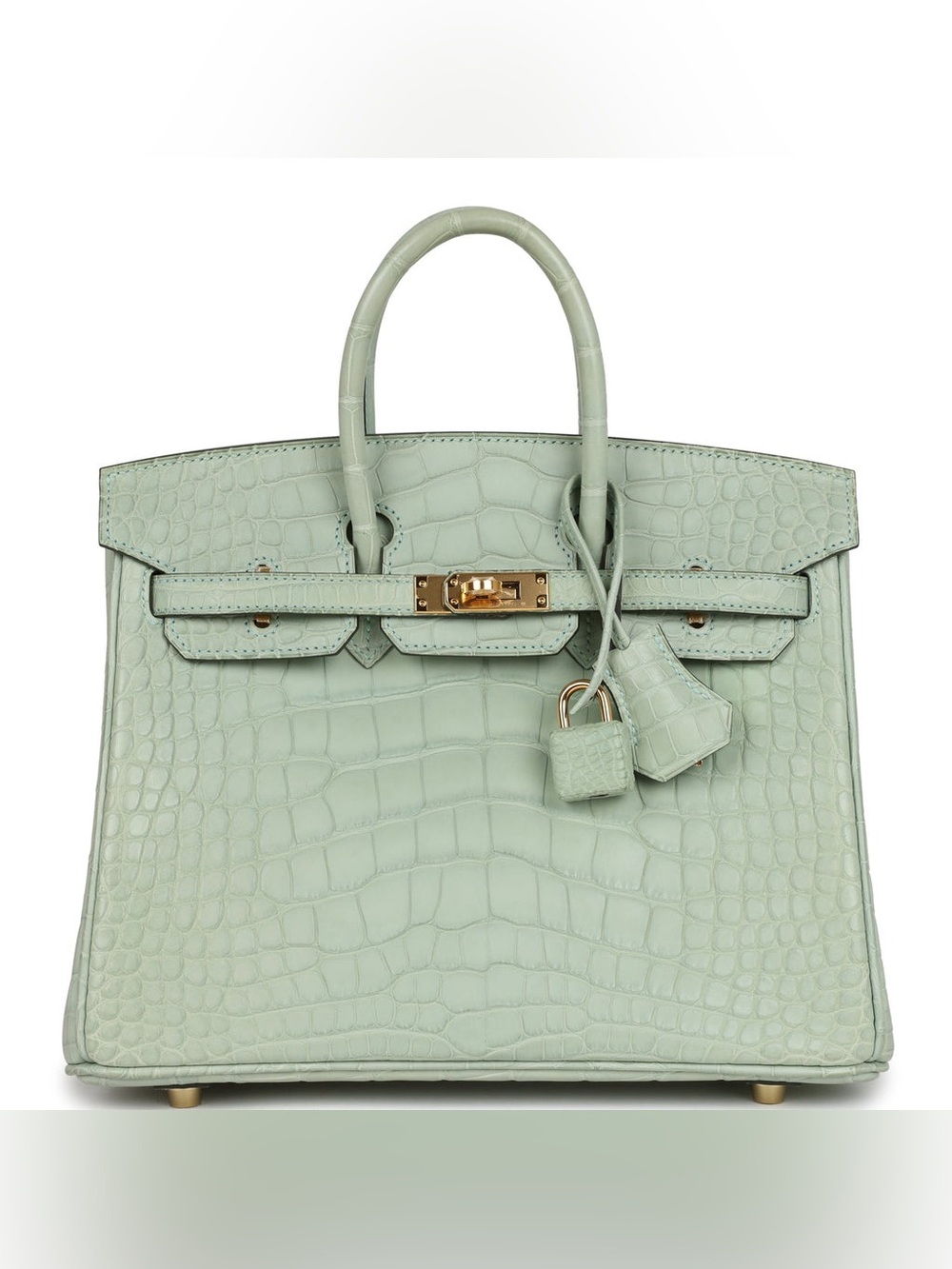 25 CM GENUINE NILOTICUS CROCODILE BIRKIN VERT D’EAU MINT GREEN BIRKIN PLATED GHW
